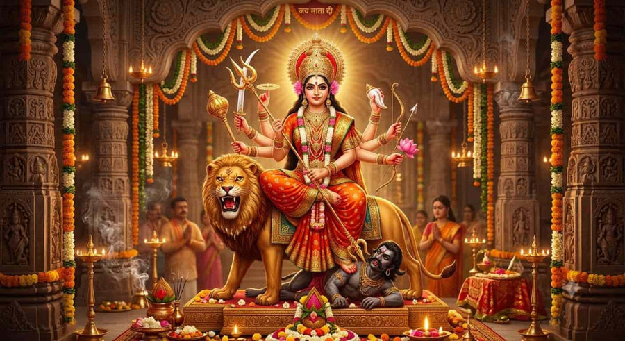 माता दुर्गा सिंह पर विराजमान – एकश्लोकी दुर्गा पाठ और अर्थ