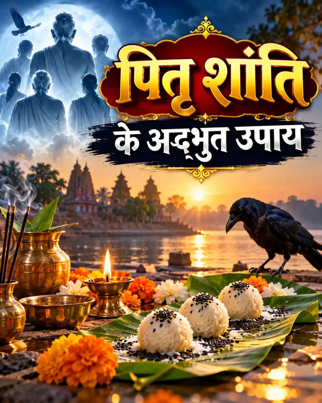 पितृ दोष निवारण की सरल साधना और पितरों के लिए तर्पण का चित्र