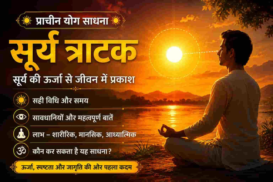 सूर्य त्राटक और सूर्य साधना का प्रतीकात्मक चित्र, उगते सूर्य के सामने ध्यानमग्न साधक